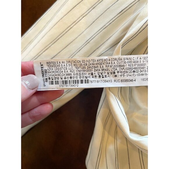 Zara Ivory And Black Pin Stripe Long Sleeve Cropped Twist Front Blazer Size‎ XS - Picture 13 of 13